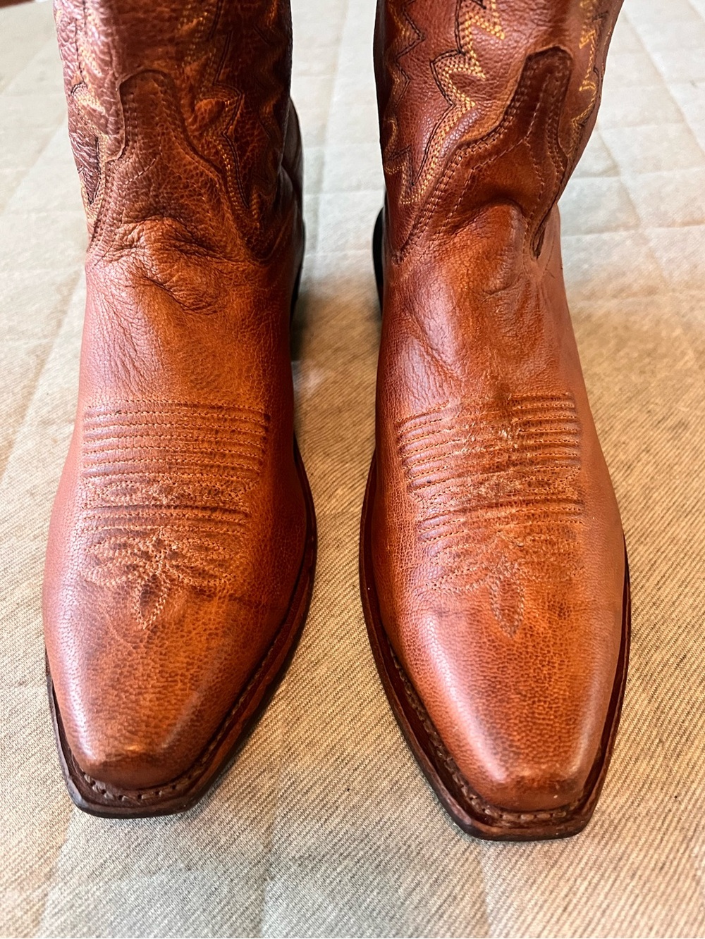OLD WEST Sz 7.5 Canyon Tan Leather Snip Toe Western Cowgirl Boots Orig $179 - Picture 3 of 9